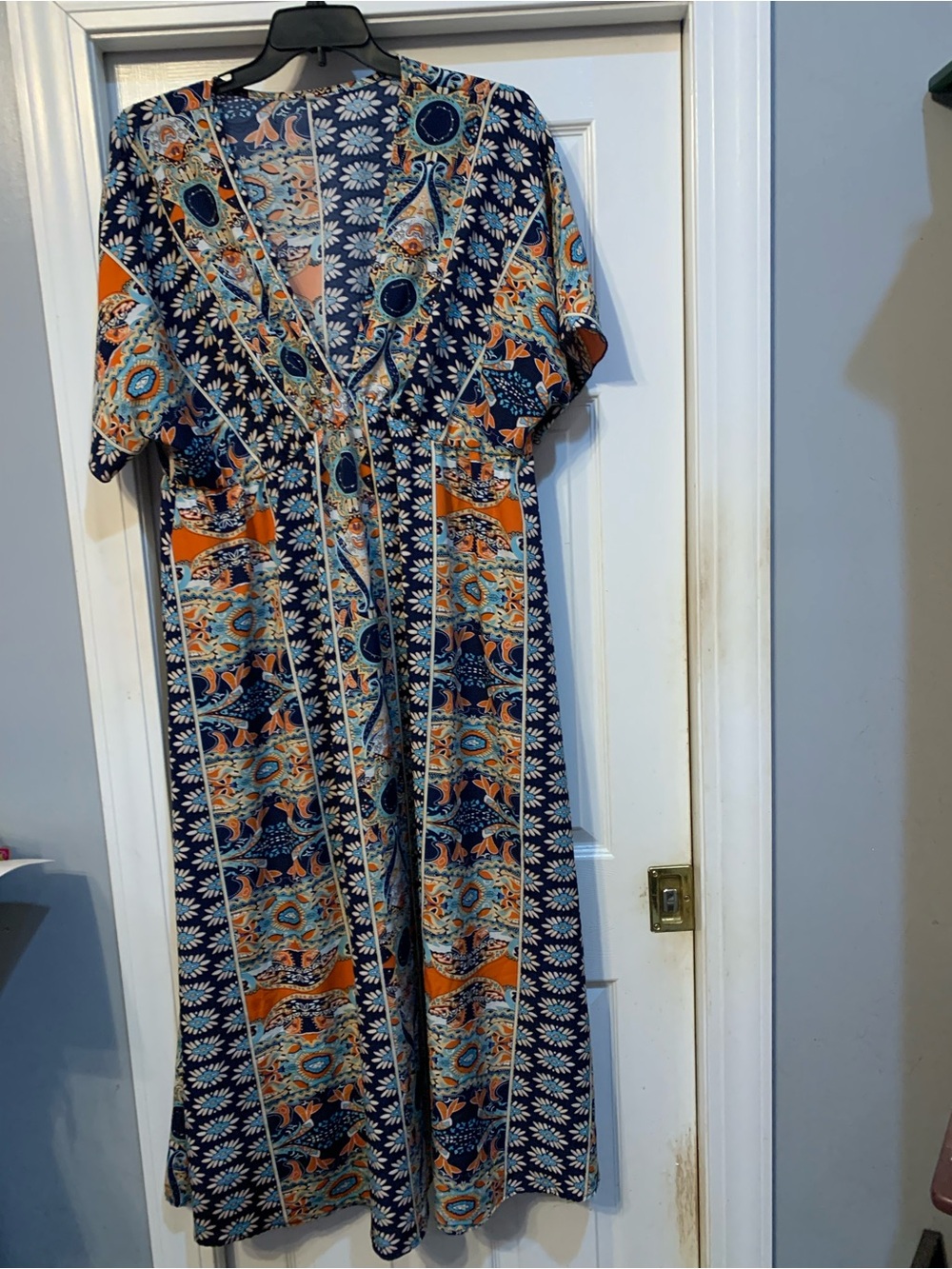 Bohemian Navy & Orange Printed Maxi Dress